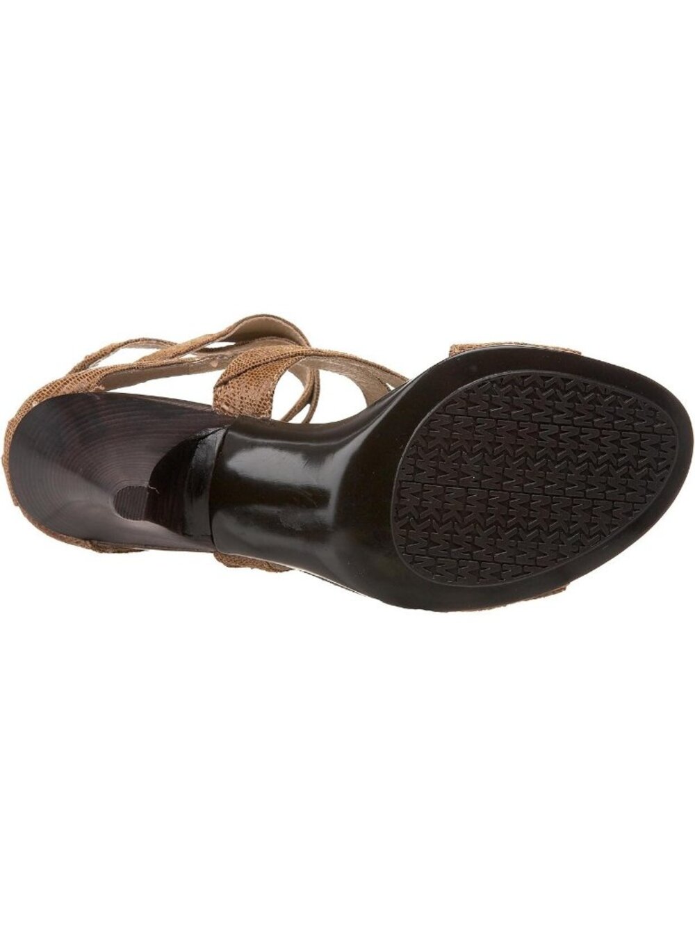 Michael Kors Tatum Cross Strap Reptile Embossed Shimmering Leather Cone Heels - Picture 7 of 8